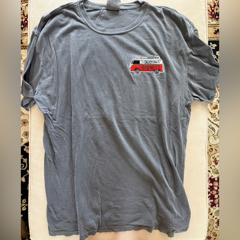 Hippie bus patch short sleeved crew neck Tshirt (unknown size fits like small)
